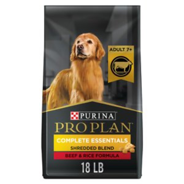 381960 18 lbs Purina Pro Plan Complete Essentials Shredded Blend Beef  Rice Formula Senior Dry Dog Food