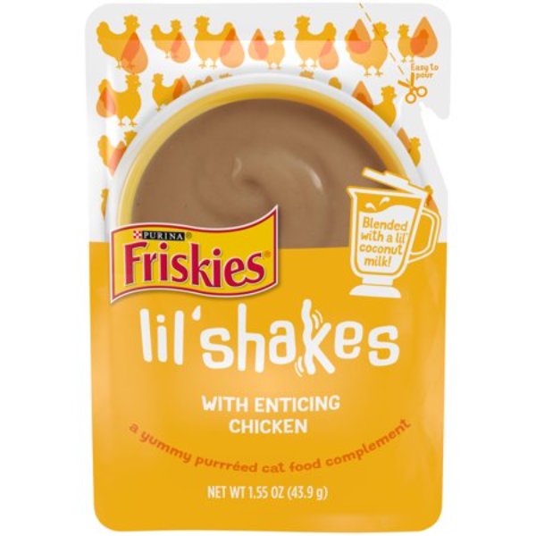 Picture of Nestle Purina Petcare 050972 1.55 oz Purina Friskies Lil Shakes with Enticing Chicken Lickable Puree Cat Food Topper - Pack of 16
