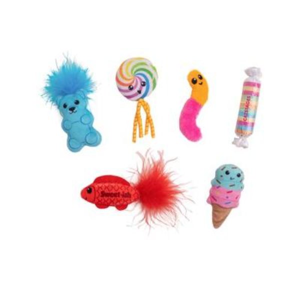Picture of Kyjen 103822 Outward Hound Catstages Kitty Sweet Treats Plush Catnip Cat Toy - Small - Pack of 6