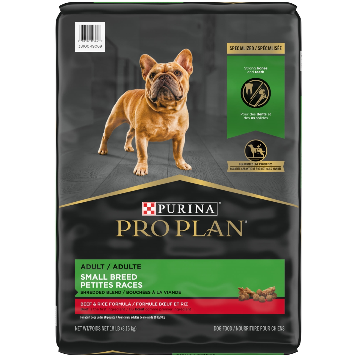 Picture of Nestle Purina Petcare 381892 18 lbs Purina Pro Plan High Protein Shredded Blend Beef & Rice Formula Small Breed Dry Dog Food