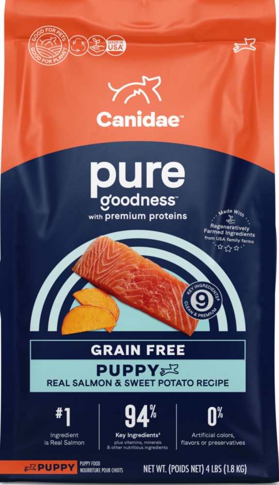 Picture of Canidae 102757 4 lbs Pure Goodness Grain Free Real Salmon & Sweet Potato Recipe Dry Puppy Food - 6 Count