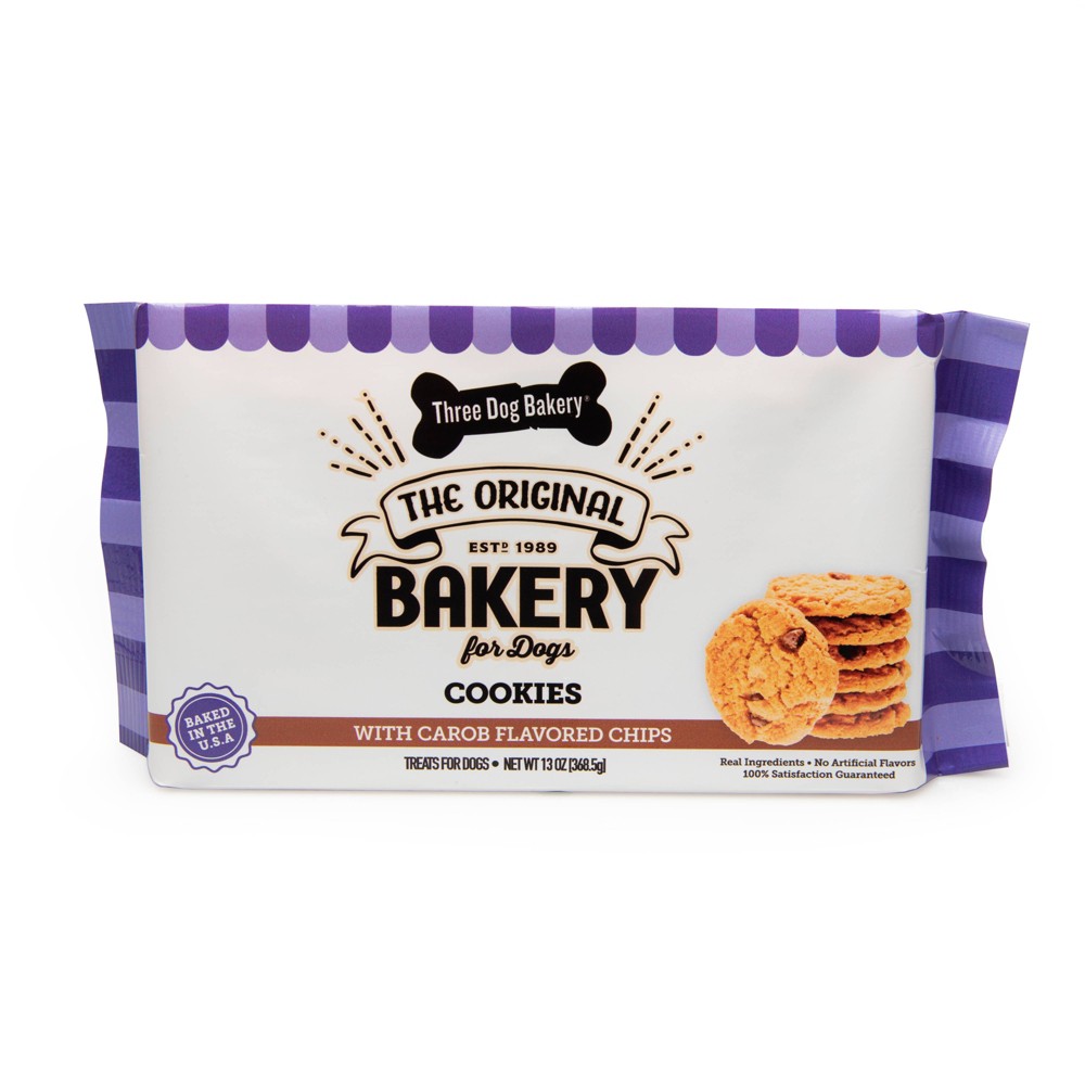 Picture of Three Dog Bakery 015161 13 oz Carob Chip Cookies Crunchy Dog Treat - 6 Count