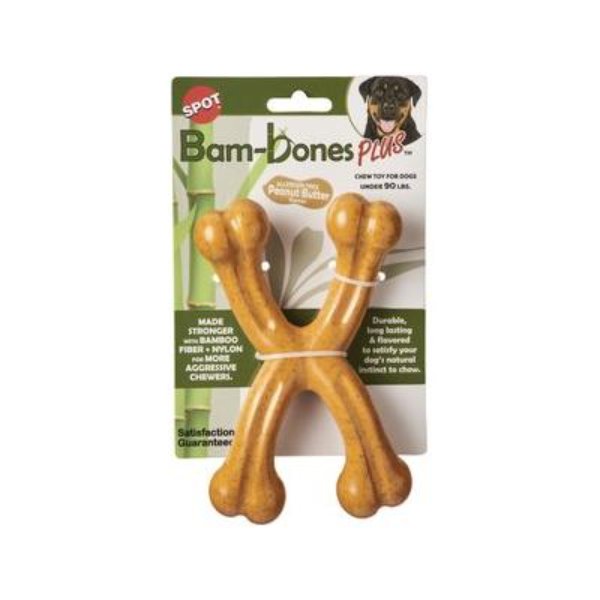 Picture of Ethical Products 774404 7 in. BambonePlus Double Wishbone Peanut Butter Flavored Dog Chew Toy&#44; Tan