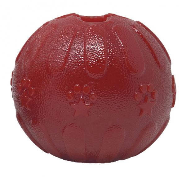 Picture of Starmark 713159 3.25 in. Treat Dispensing Bacon Ball Dog Toy&#44; Red