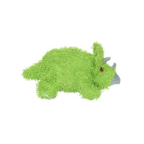 801683 Mighty Microfiber Ball Triceratops Durable Squeaky Dog Toy, Green - Medium