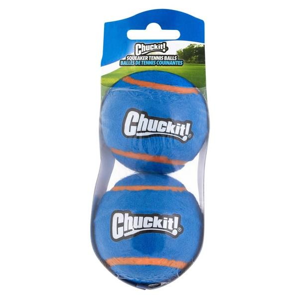 102811 Chuckit Squeaker Tennis Ball, Blue - Medium - Pack of 2