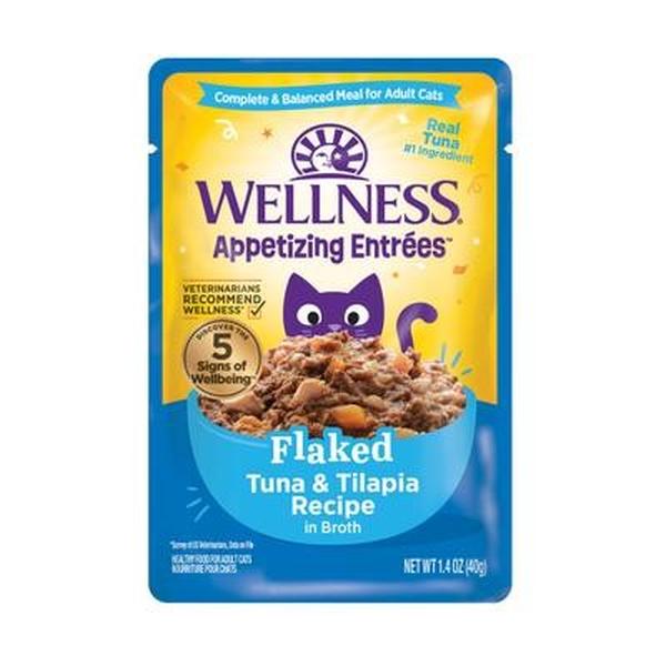 Picture of The Wellness Pet 104015 1.4 oz Appetizing Entrees Flaked Tuna & Tilapia Recipe in Broth Natural Wet Cat Food - 3 Per Pack - Case of 8