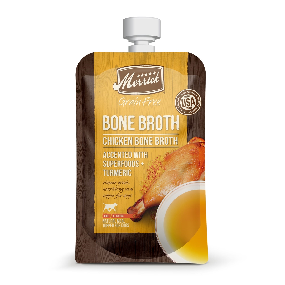 Picture of Merrick Pet Care 295962 7 oz Bone Broth Grain Free Chicken Wet Dog Food Topper