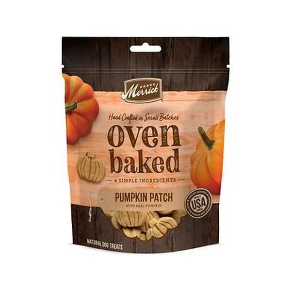 Picture of Merrick Pet Care 296051 11 oz Oven Baked Patch Treats with Real Pumpkin Snack Natural & Crunchy Bag for Dogs - Case of 6