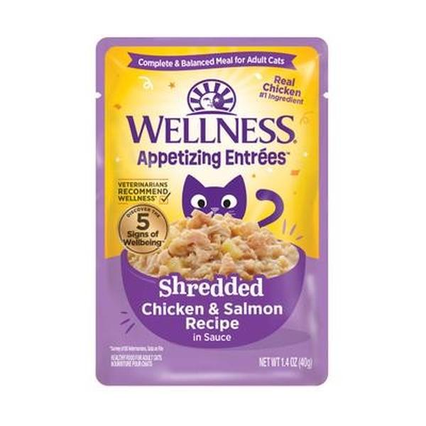 Picture of The Wellness Pet 104021 1.4 oz Appetizing Entrees Shredded Chicken & Salmon Recipe in Sauce Natural Wet Cat Food - 3 Per Pack - Case of 8