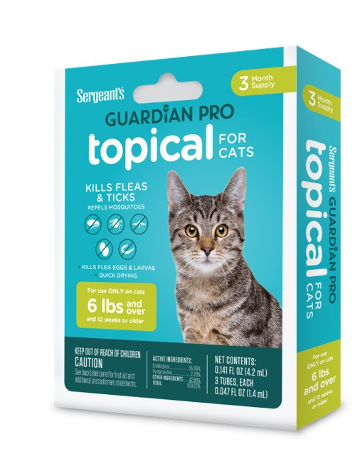 Picture of Sergeants Pet Care 484263 5 lbs Guardian Pro Flea & Tick Topical Treatment for Cats - 3 Count