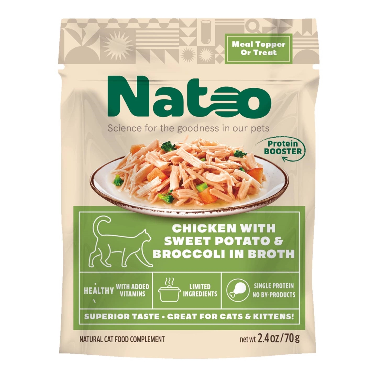Picture of Premier Pet USA 108457 2.4 oz Natoo Chicken with Sweet Potato & Broccoli Cat Food Topper - Pack of 20