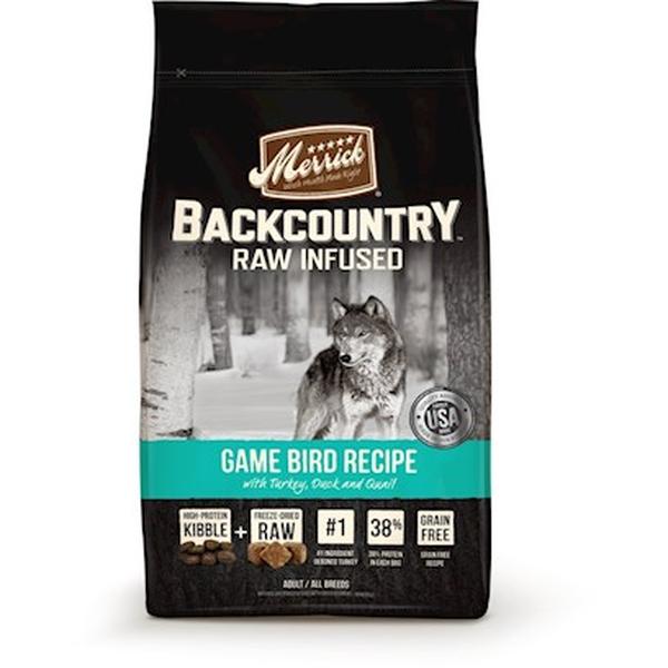 Picture of Merrick Pet Care 296027 20 lbs Backcountry Grain Free Kibble Adult Dry Dog Food with Freeze Dried Raw Pieces&#44; Game Bird Recipe