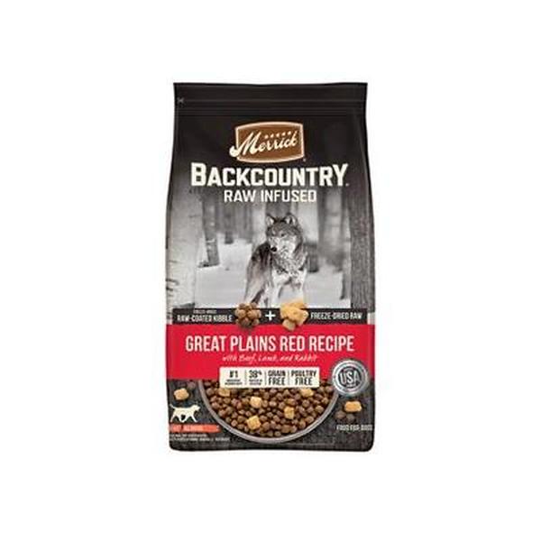 Picture of Merrick Pet Care 296024 4 lbs Backcountry Raw Infused Grain Free Great Plains Red Recipe Dry Dog Food - Case of 5