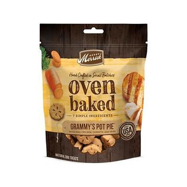 Picture of Merrick Pet Care 296048 11 oz Oven Baked Grammys Pot Pie with Real Chicken Natural & Crunchy Bag of Treats for Dogs - Case of 6