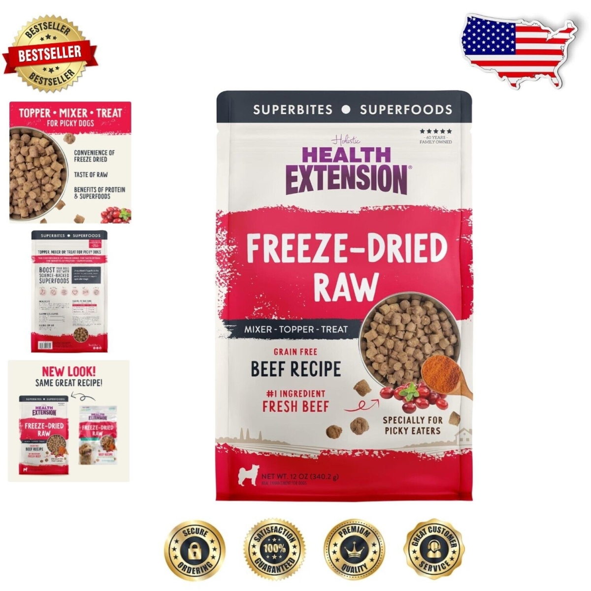Picture of Health Extension Pet Care 107545 18 oz Super Bites Premium Beef Meal Mixer & Superfood Infusion for Healthy Dogs - Case of 12