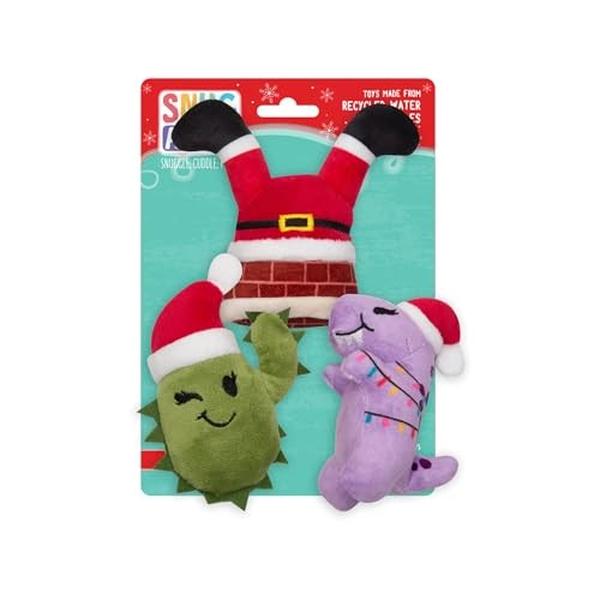 Picture of Snugarooz 103831 Holiday Baby T-Rex&#44; Santa & Cactus Set with Repair Patch Soft & Durable Plush Toys for Dogs - Pack of 3