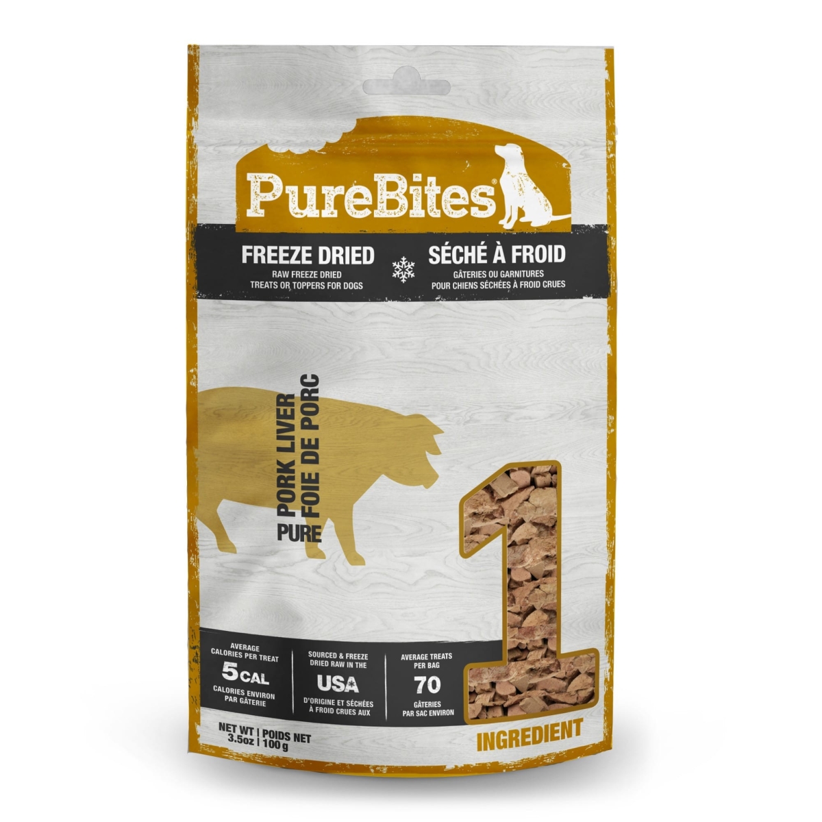 Picture of Pure Treats 106860 3.5 oz Bites Pork Liver Freeze Dried Dog Treats