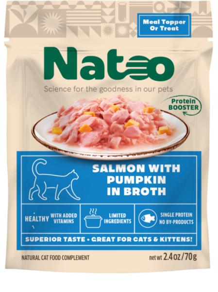 Picture of Premier Pet USA 108460 2.4 oz Natoo Salmon with Pumpkin in Broth Cat Food Topper - Pack of 20