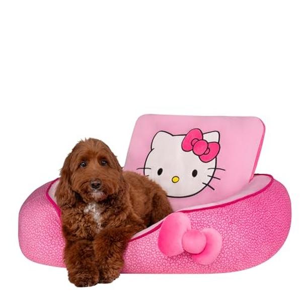 Picture of Jazwares 102941 Pink Bolster Pet Bed with Printed Design & Machine Washable Removable Insert - Large