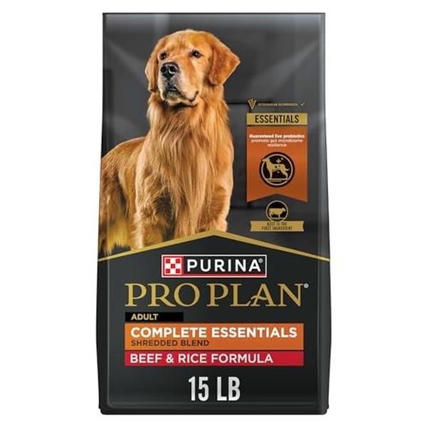 Picture of Nestle Purina Petcare 109496 15 lbs Complete Essentials Shredded Blend Beef & Rice Dry Formula Dog Food with Probiotics for Dogs