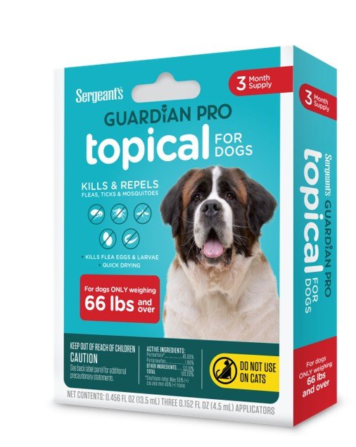 Picture of Sergeants Pet Care 484259 33 lbs Guardian Pro Flea & Tick Topical Treatment for Dogs - 3 Count