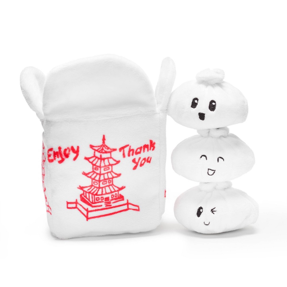 815015 Andis Famous Dumplings Red & White Chinese Food Dumpling Take Out Dog Toy