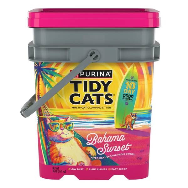 112256 35 lbs Tidy Cats Bahama Sunset Clumping Scented Low Dust Cat Litter