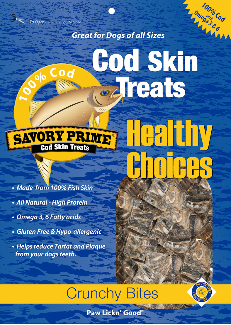 111479 16 oz Savory Prime Cod Skin Crunchy Bites Dog Treats