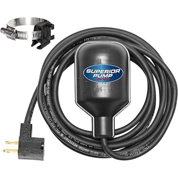 92005 25 ft. 120V Tethered Float Switch for Sump & Sewage Pump, Black