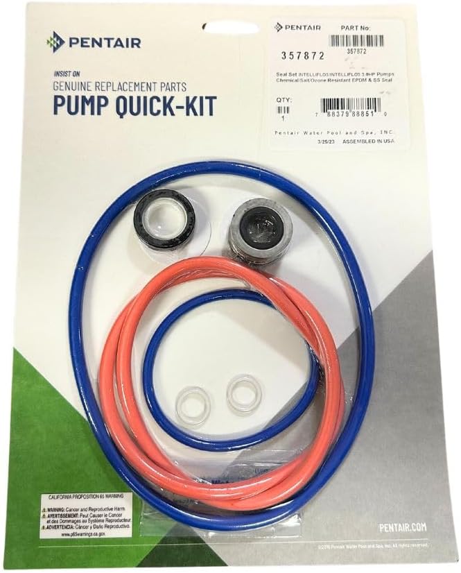 Pentair Water Pool & Spa 357872 IntelliPro3 VSF Variable Speed & Flow Pumps Seal Replacement Kit