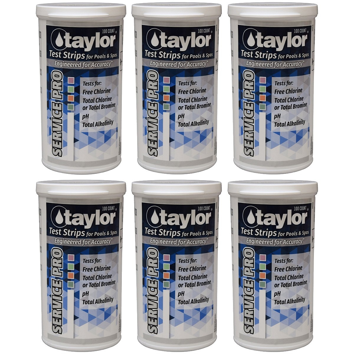 S-1451-6 Service Pro Test Strips for Free Chlorine, Total Chlorine-Bromine, pH & Alkalinity