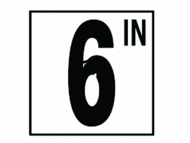 DM51-3060 6 x 6 in. & 0.25 in. Thick 6IN Smooth Waterline Depth Marker Ceramic White Tile with Black Legend, 5 in. Letter