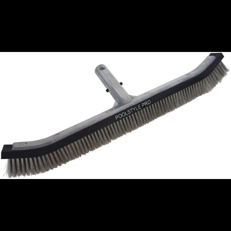 PS2005 18 in. Algae Stainless Steel Brush with Metal Back for Pool, Silver - 12 per Case