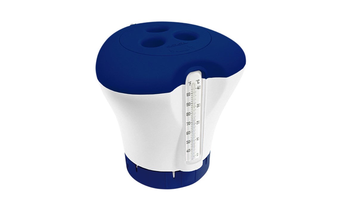 PS2055 Floating Dispenser with Thermometer for Pool, White & Blue - 6 per Case