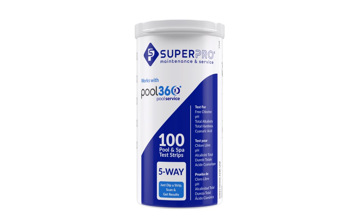SUPER PRO-100 5-Way FC-pH-TA-TH-CYA Test Strips - 100 Count - 6 per Pack