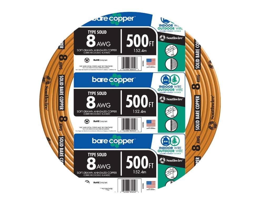 10632802 500 ft. 8 Solid Bare Copper Wire