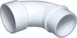 2 Socket x 2 in. Spigot PVC Sweep Elbow - White