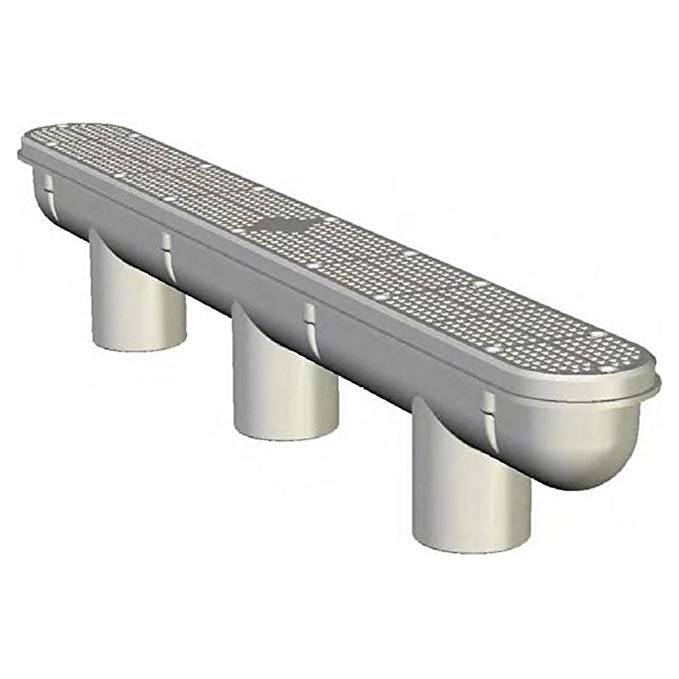 32 in. PVC Channel Main Drain with Sump, Gray - 40 per Box