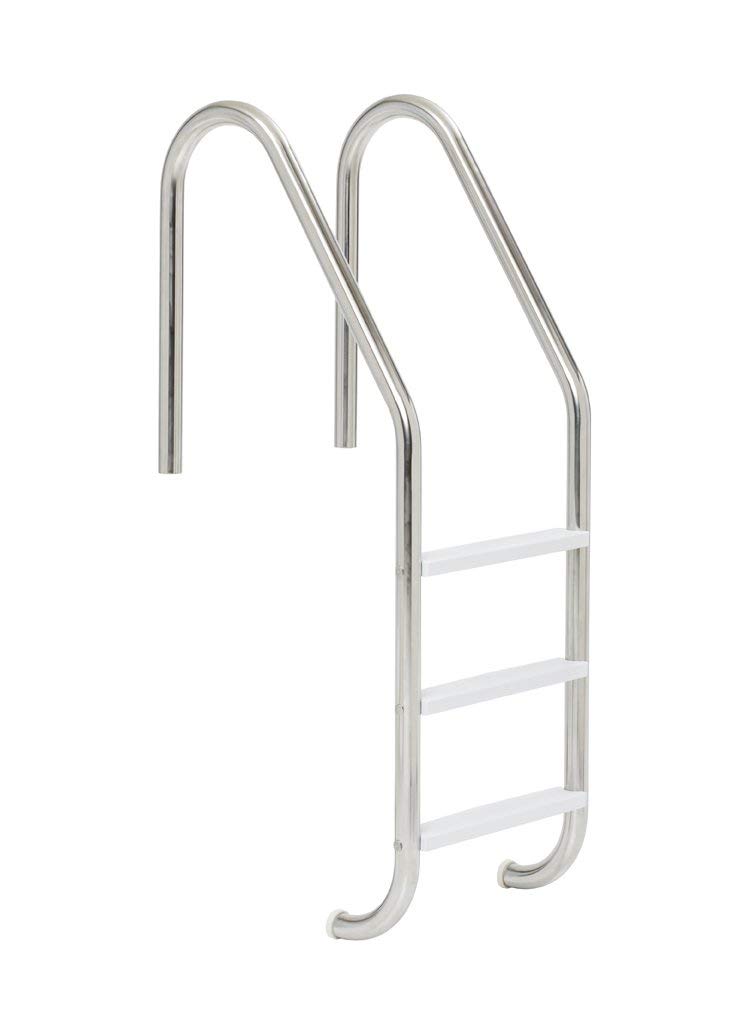 4 ft. 5 x 24 in. 3-Step 304 Stainless Steel Economy Ladder with Econoline LTDF-101 High Impact Plastic Tread