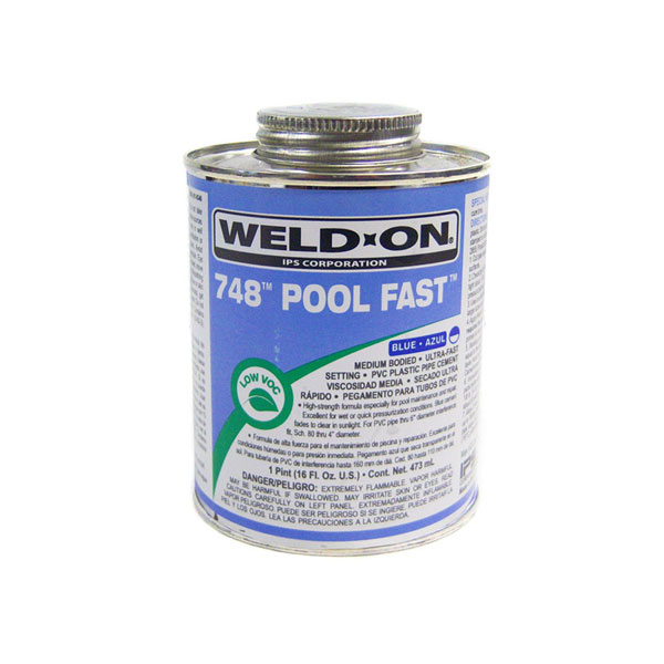 13343 Weld-On 748 0.25 Pint Pool Fast Mb PVC Glue Cement - Blue