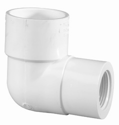 PVC Reducing 90-Degree Elbow - White - 1.5in. x 1in. - Schedule 40 - Durable Design