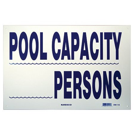 SW-15 12 x 18 in. Pool Capacity Sign