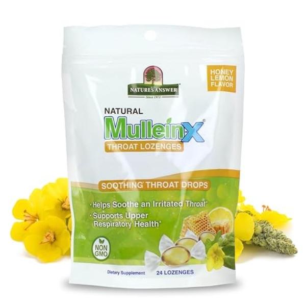 Natures Answer 83260 Mullein-X Throat Lozenge Dietary Supplement, Gold - 24 Count