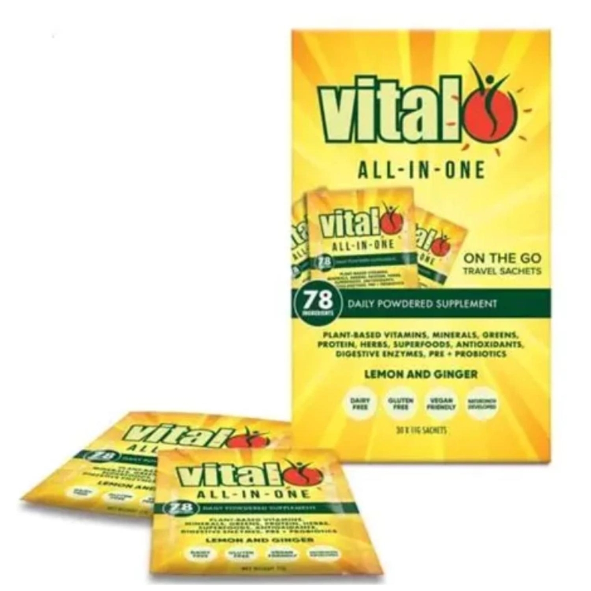 631613 All in One Lemon Ginger Travel Box Powdered Supplement - 30 Piece