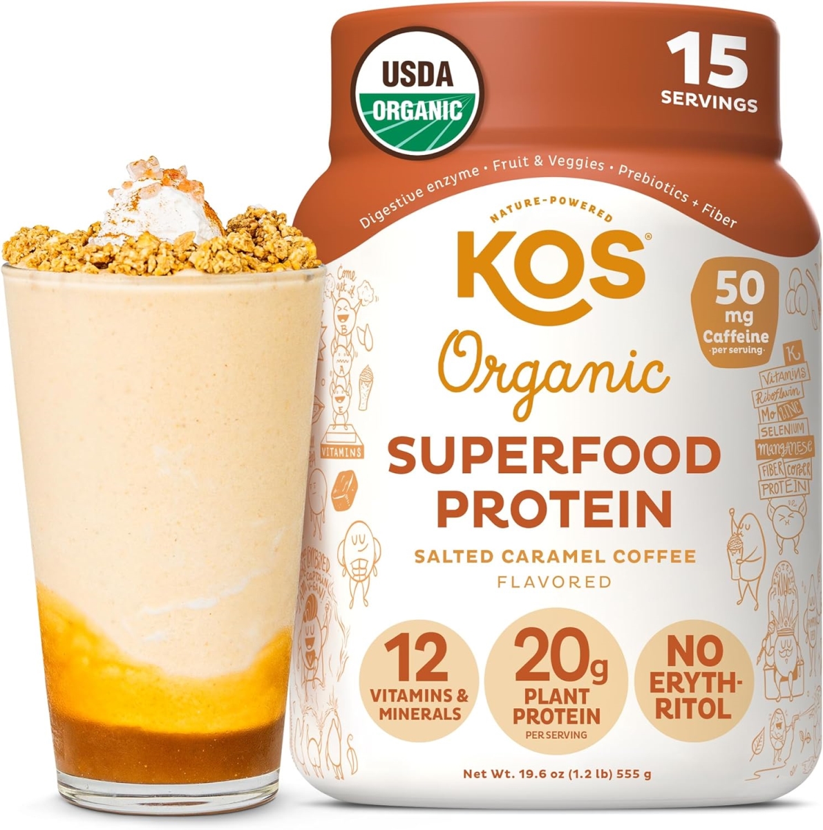 837065 19.6 oz Organic Plant Based Protein Powder - Caramel Coffee