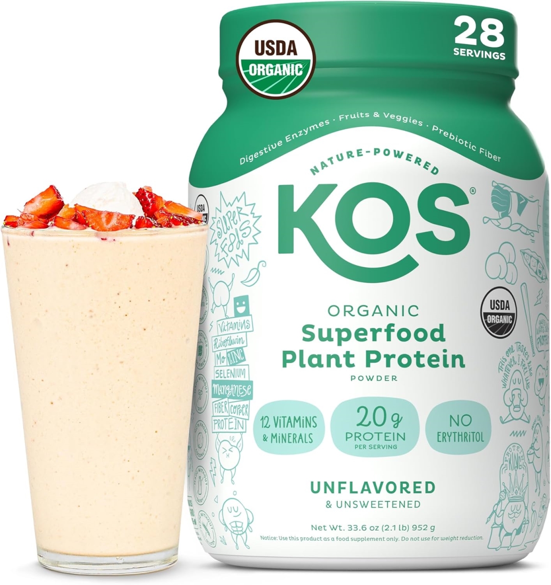 837302 33.6 oz Organic Plant Based Protein Powder - Unflavored & Unsweetened