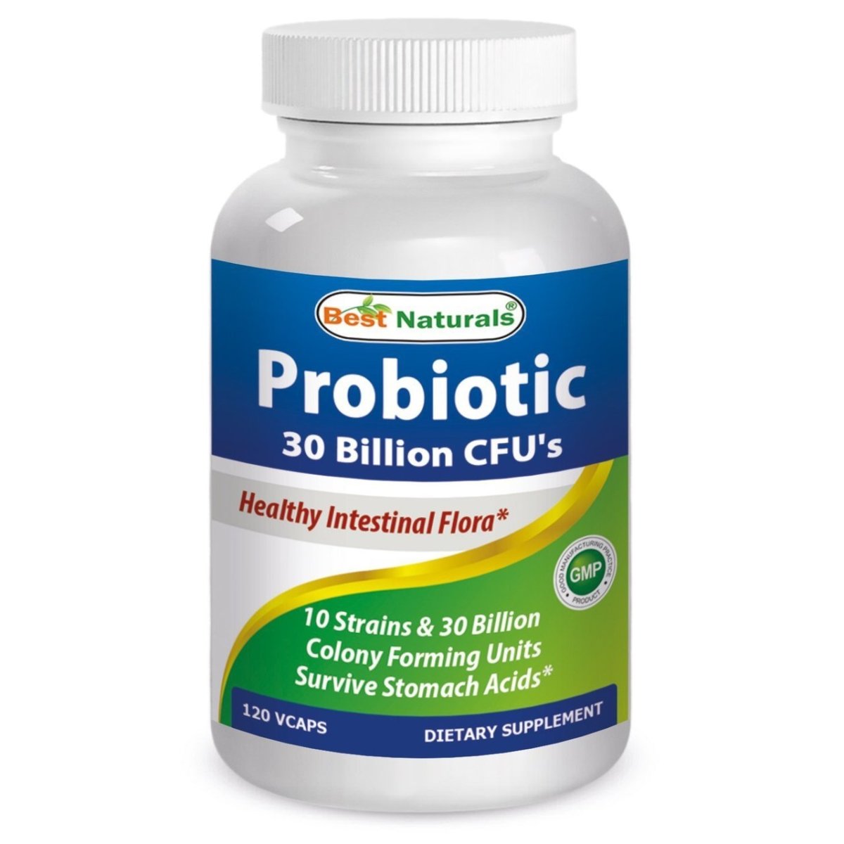 Picture of Best Naturals 614393 Probiotic 10 30 Billion CFU 120 Vegetarian Capsules 