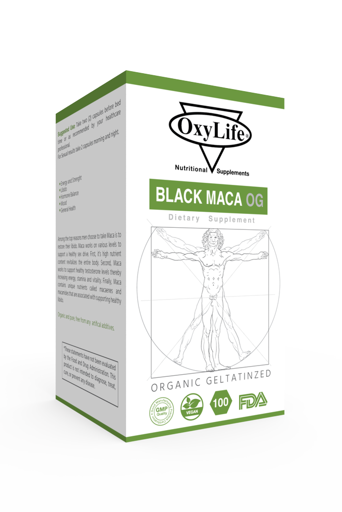 Oxy Life 204909 Black Maca Capsule - 100 Capsule, 12 Per Case