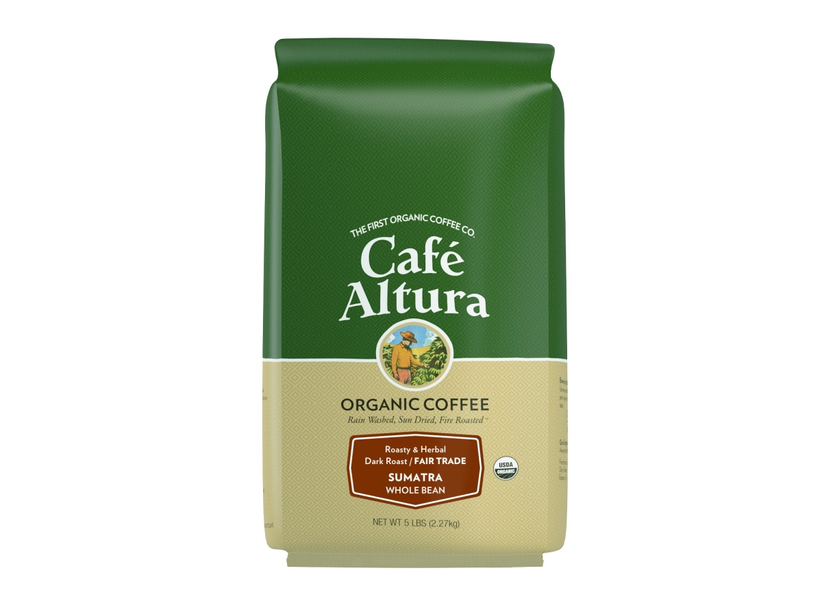 Picture of Cafe Altura 352419 5 lbs Sumatra Dark Roast Whole Bean Bulk
